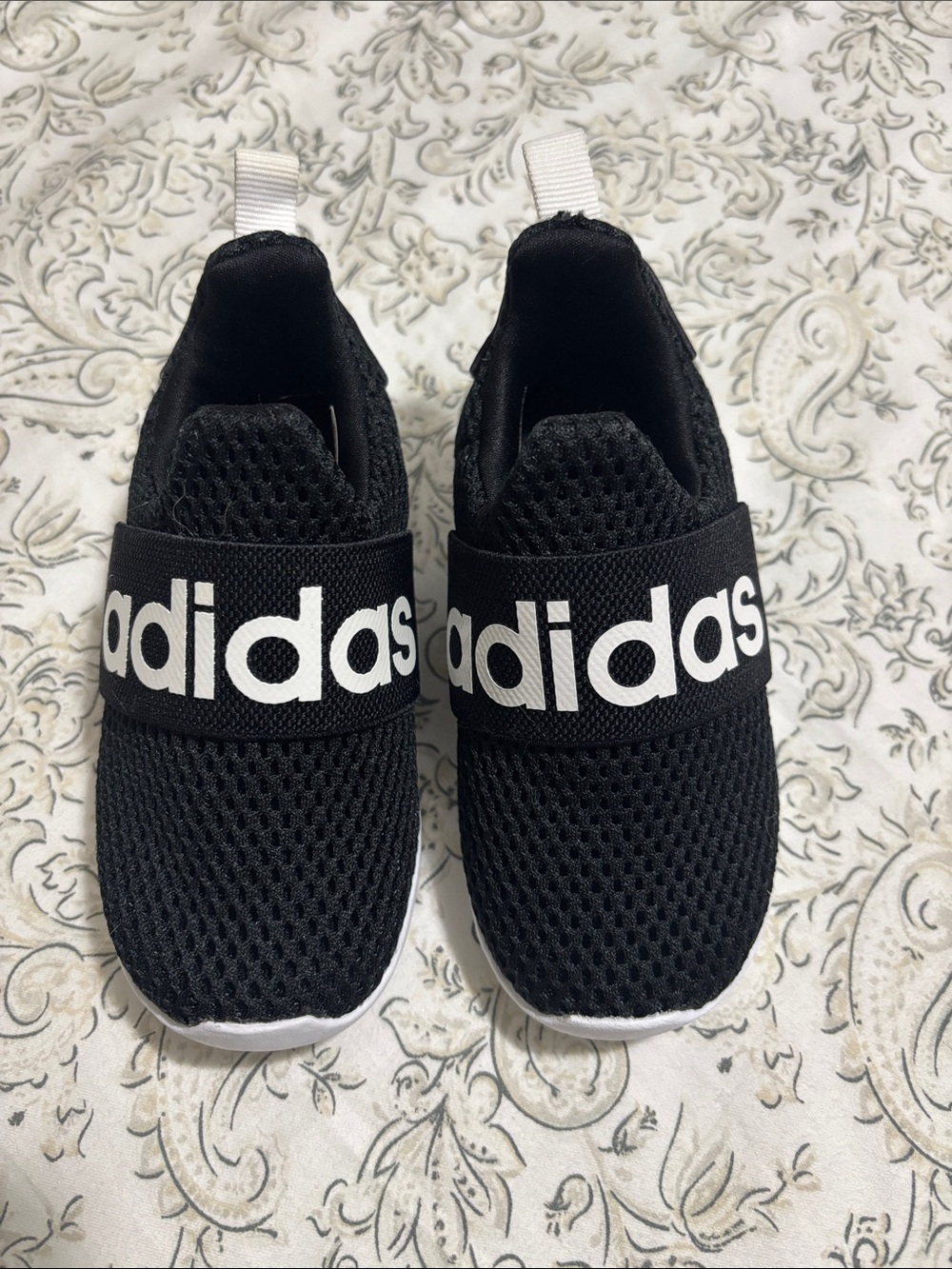 adidas Kids Black Slip-On Mesh Sneakers with White Logo